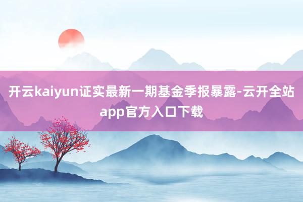 开云kaiyun证实最新一期基金季报暴露-云开全站app官方入口下载